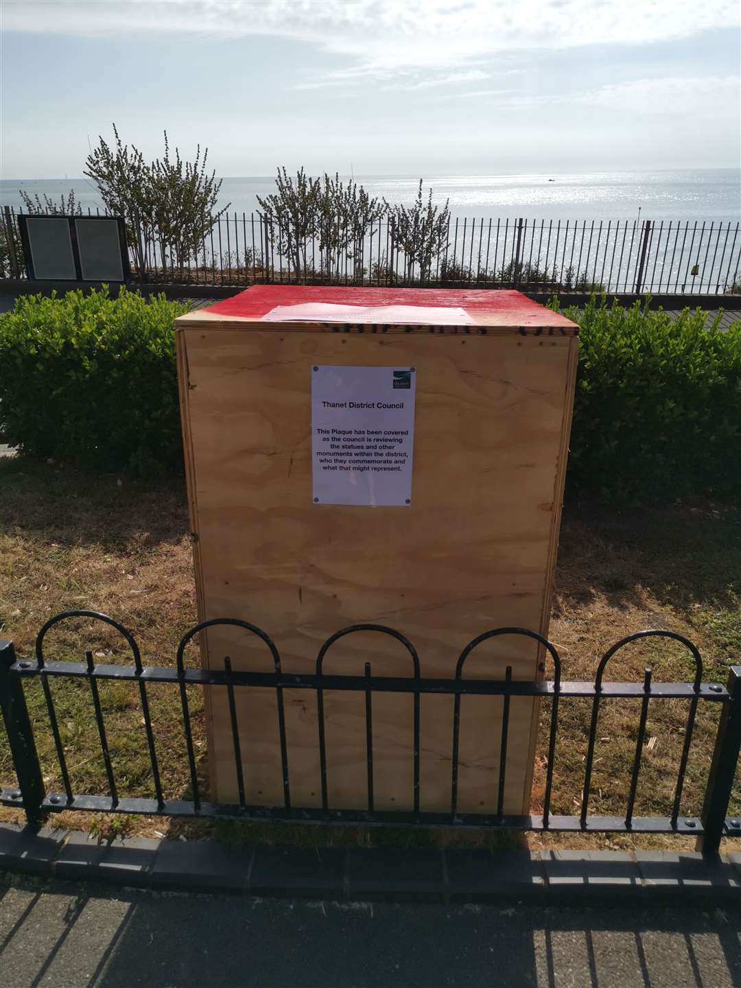 The plaque was covered by Thanet council while a review took place on whether it should stay