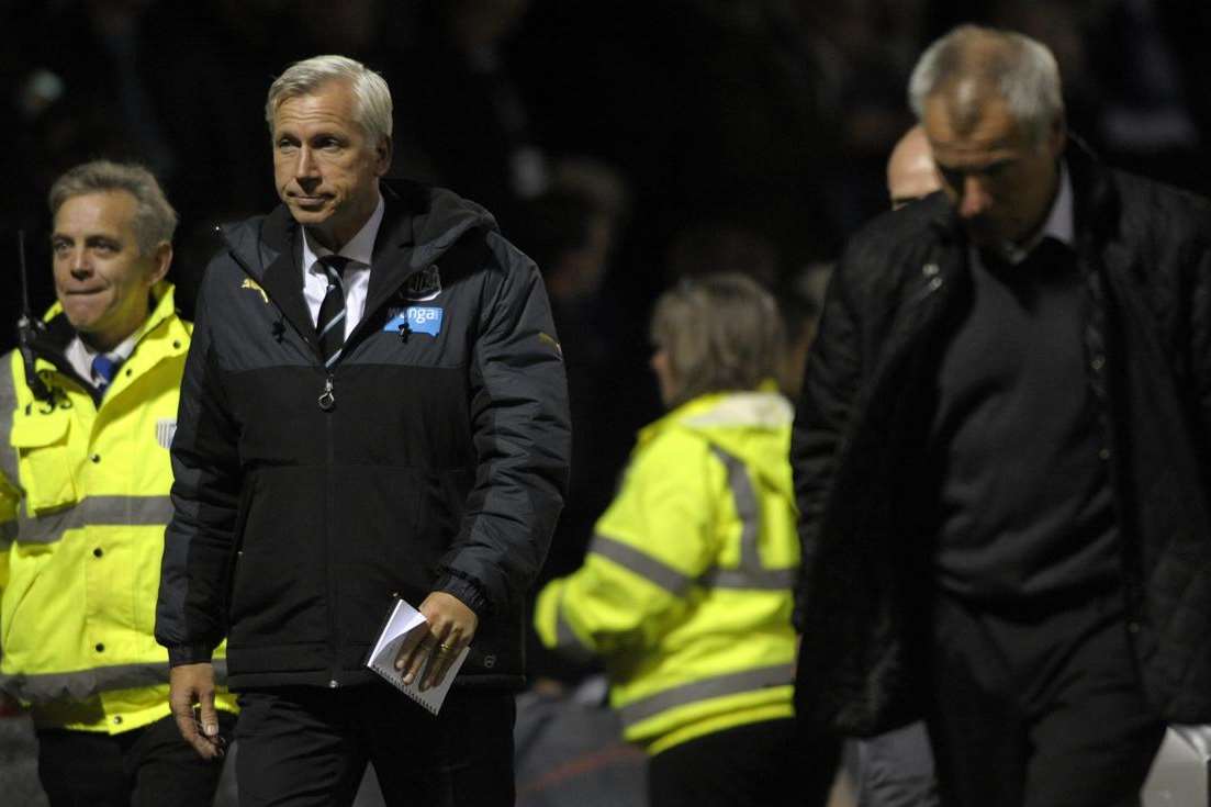 Peter Taylor leaves the dugout alongside Newcastle manager Alan Pardew during August's League Cup clash Picture: Barry Goodwin