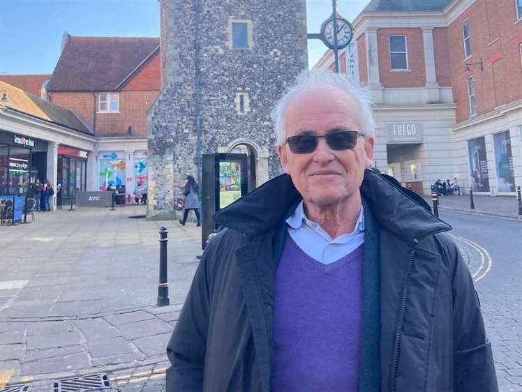 Former architect Clive Bowley in the centre of Canterbury