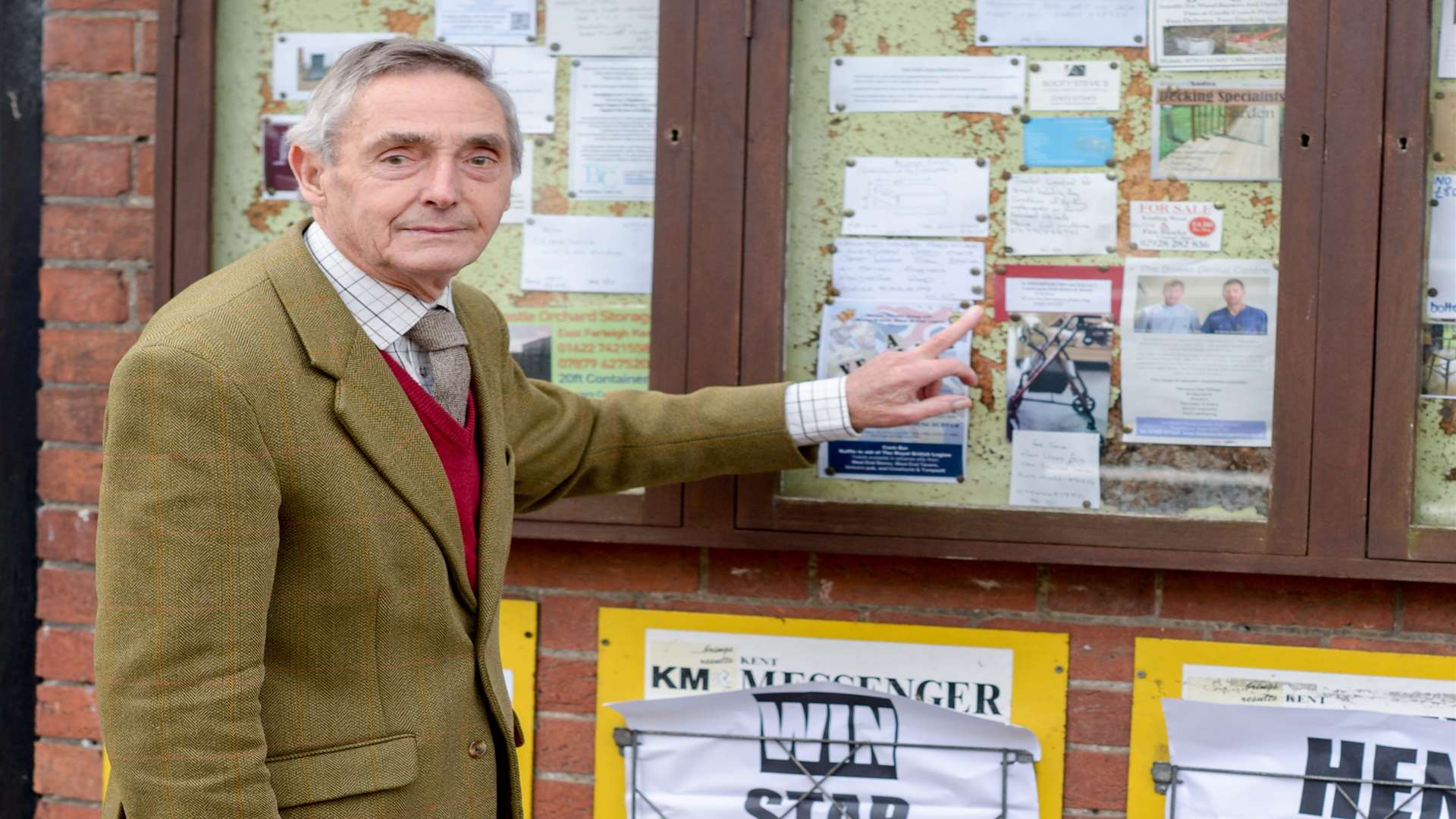 Dudley has placed an appeal for help in his local noticeboard. Picture: SWNS