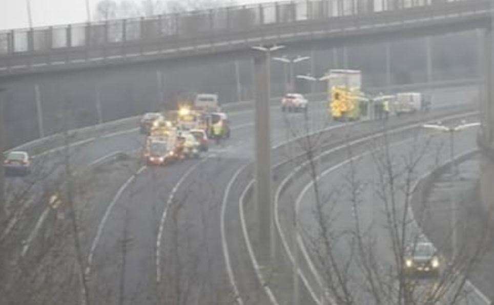 Emergency services have been called to a crash on the A299 in Herne Bay. Picture: Kent Highways