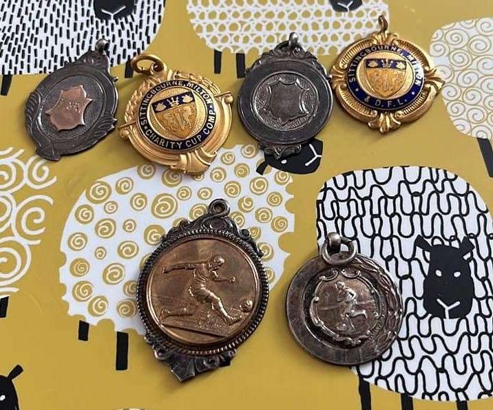Desmond's Sittingbourne Milton FC medals from the 50s and 60s