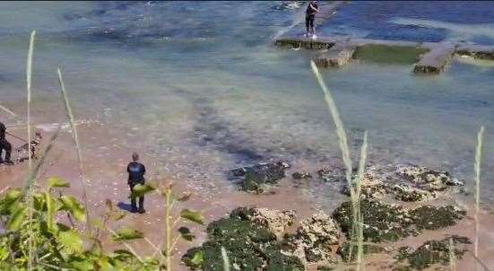 The man was seen throwing rocks from the tidal pool