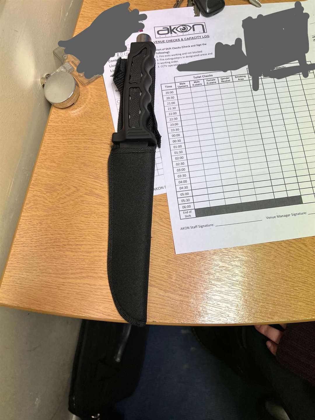 Knife seized by the security team