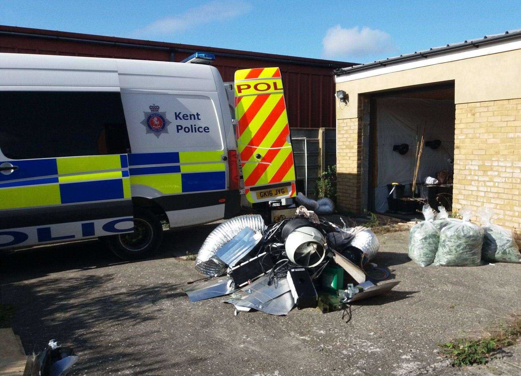 Both factories have been dismantled and cannabis worth about £60,000 has been seized. Picture: @kentpolice_CSI
