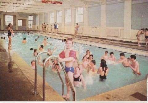 Interior of Sittingbourne Swimming Baths in the 1970s