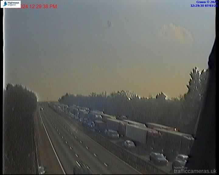 There was queueing traffic on the M20 between Junction 10 and Junction 9 in Ashford. Picture: National Highways