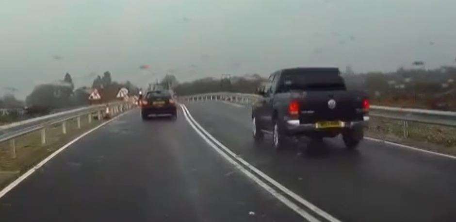 The footage was captured last week in a 30mph zone