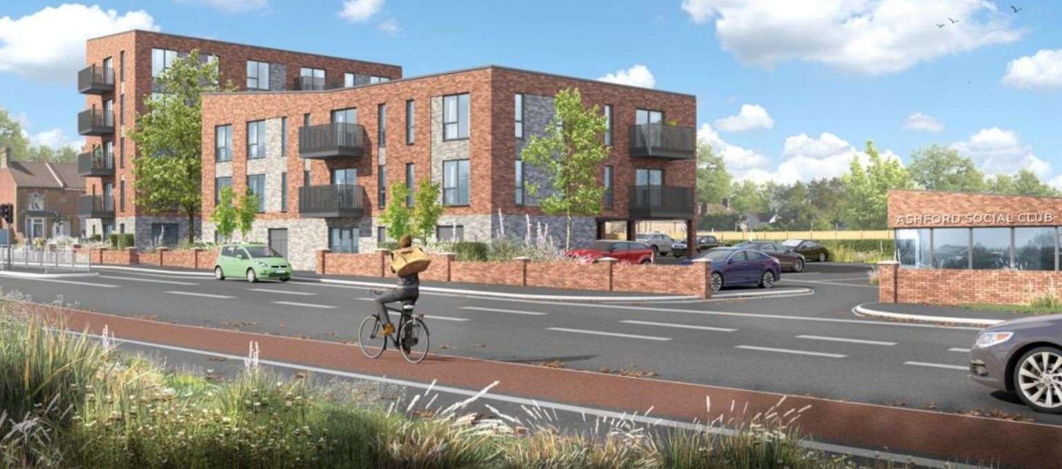 How the proposed flats on Beaver Road at the site of the Ashford International Sports and Social Club could look. Picture: On Architecture