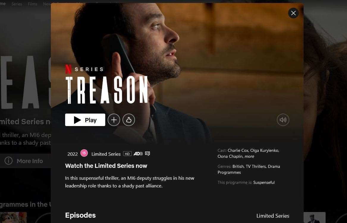 Treason - featuring scenes shot in Kent - is on Netlfix now. Picture: Netflix (61548360)