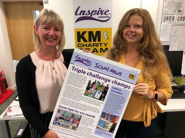 KM Charity Team education manager Karen Brinkman with Buckland Media Group marketing executive Katie Weaver (15090766)