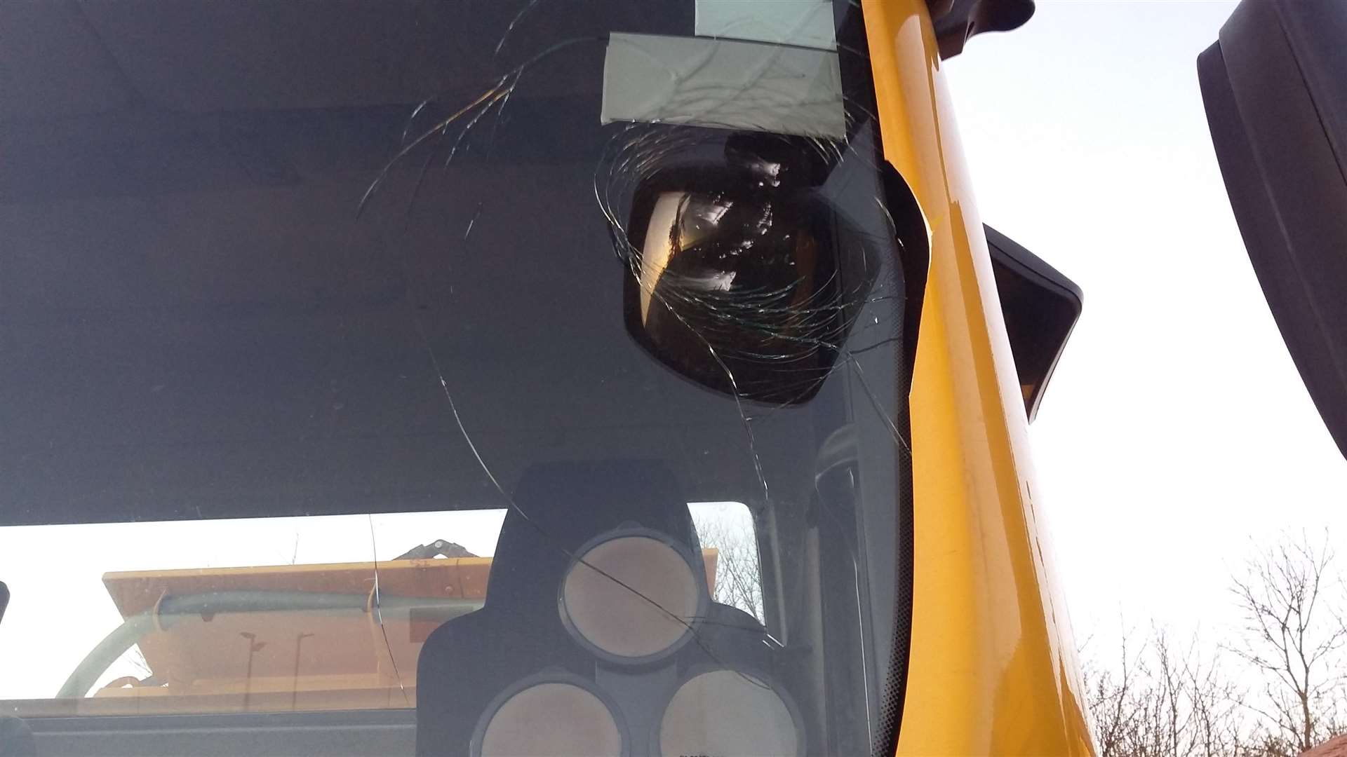 A gritter was left damaged after being attacked by vandals