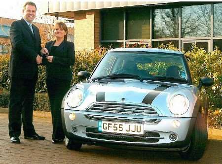 Diame Johnson is presented with her new Mini