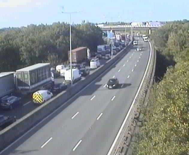Two out of three lanes on the A2 were closed. Picture: National Highways