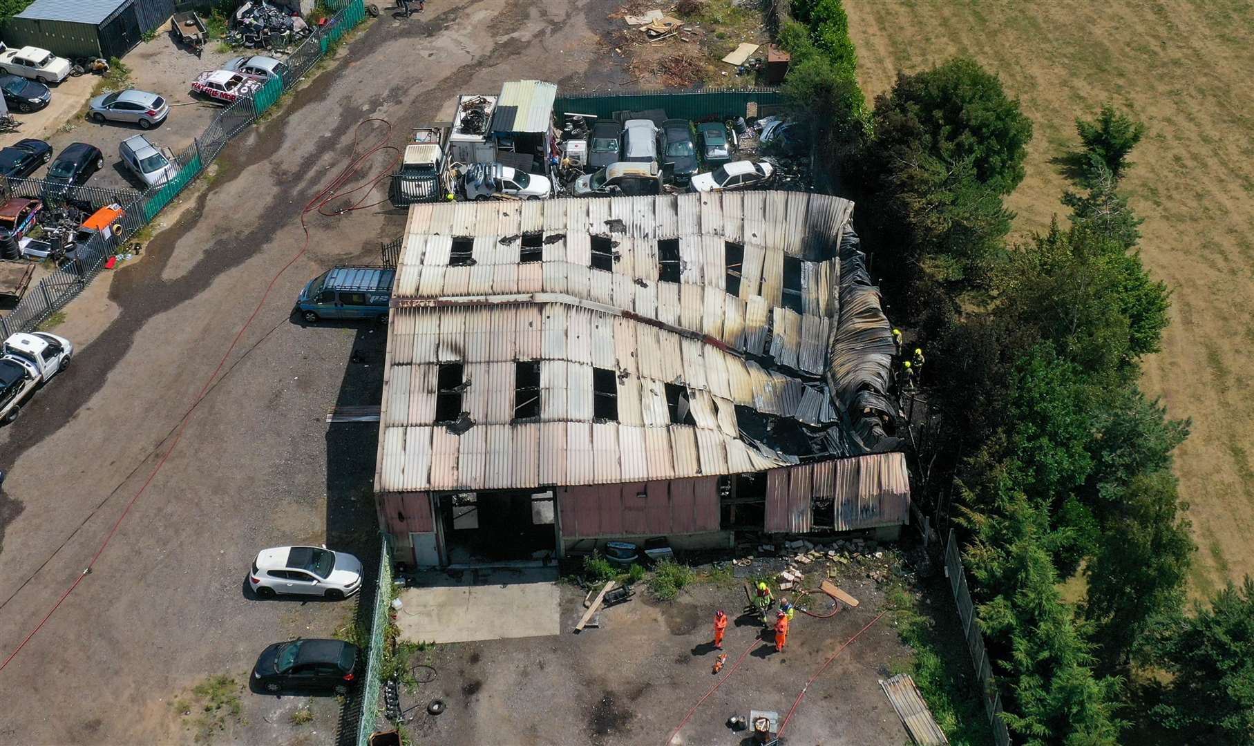 Images of the aftermath reveal half of the industrial building has collapsed. Picture: UKNIP