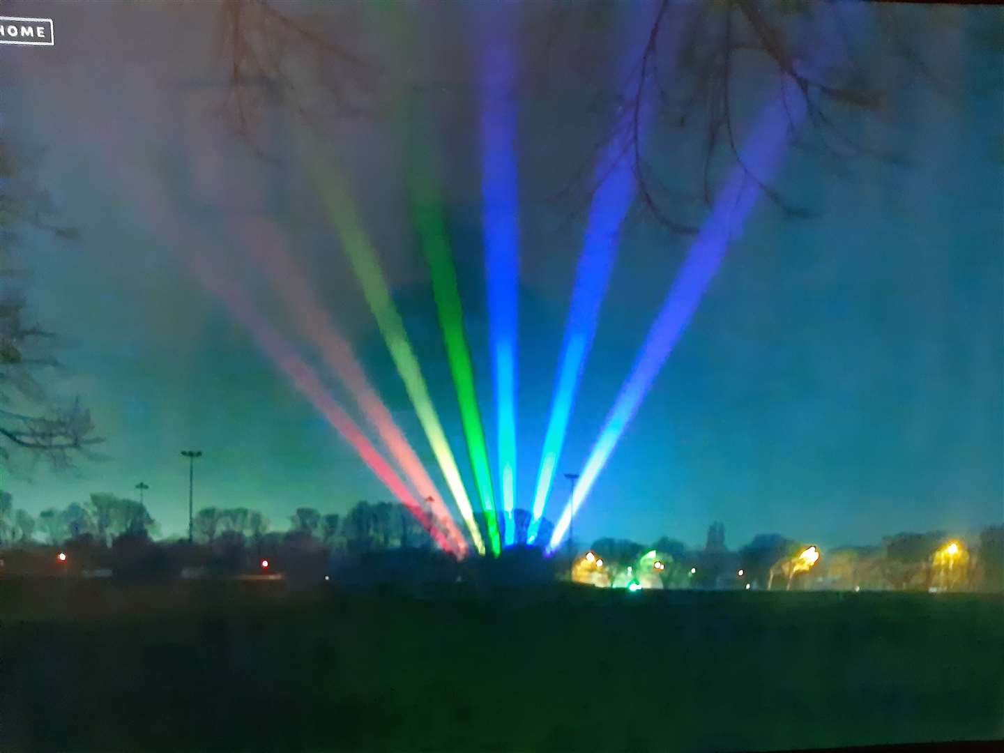 Colourful lights illuminate the sky above the Historic Dockyard Chatham Pic: ITV