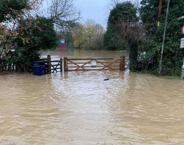 A playground is submerged on Hoggs Bridge Green near Ulcombe Road, in Headcorn Picture: John Mather