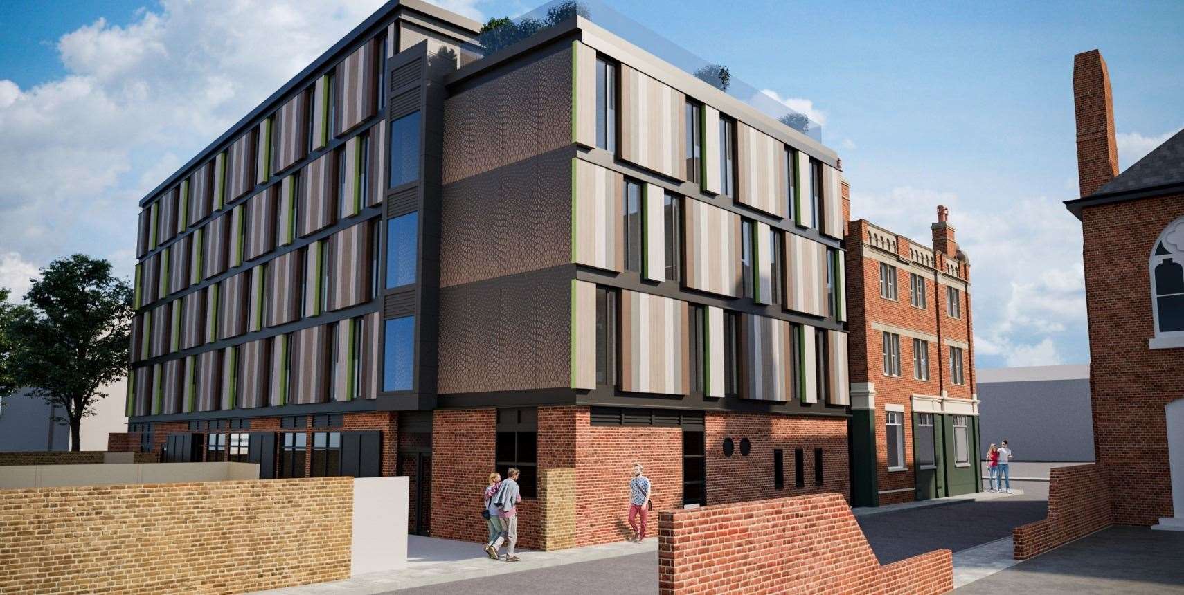 An artist's impression of Rochester Independent College's student accommodation block from the rear of the building. Picture: Clague Architects