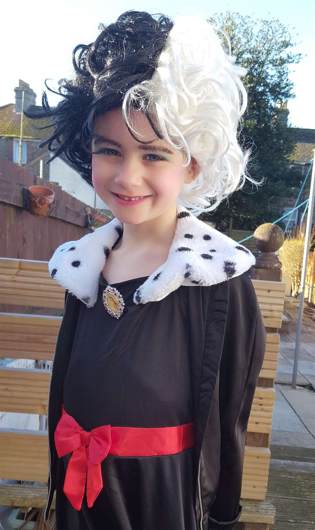 Maizie-Nadine Harris dressed up as Ms Cruella De Vill at Shatterlocks Infant and Nursery School in Dover