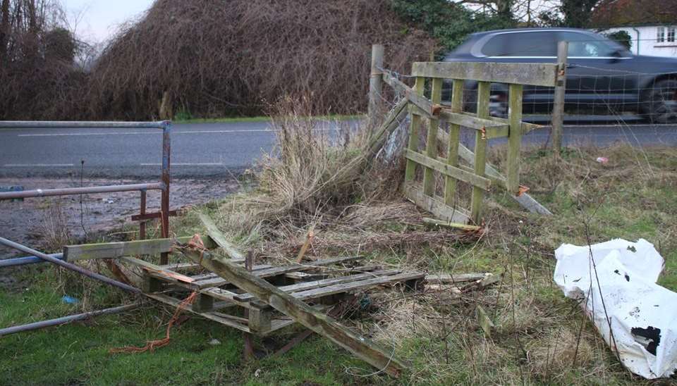 The damage caused to the fence