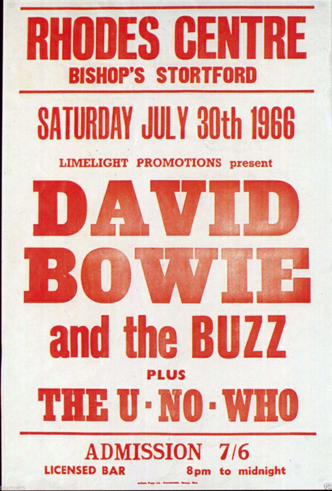 A promotional poster from 1966 for David Bowie and The Buzz