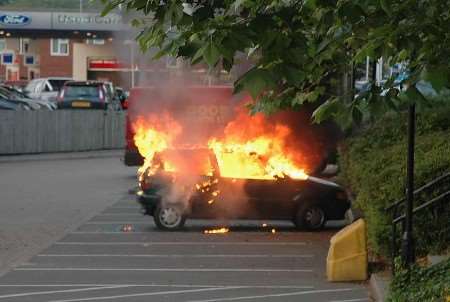 The blazing car was captured on camera by Kentish Gazette reader MARK WOODCOCK