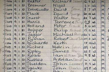 The school admissions book at Wentworth Primary School for January 1951 shows entries for Michael Jagger and Keith Richards