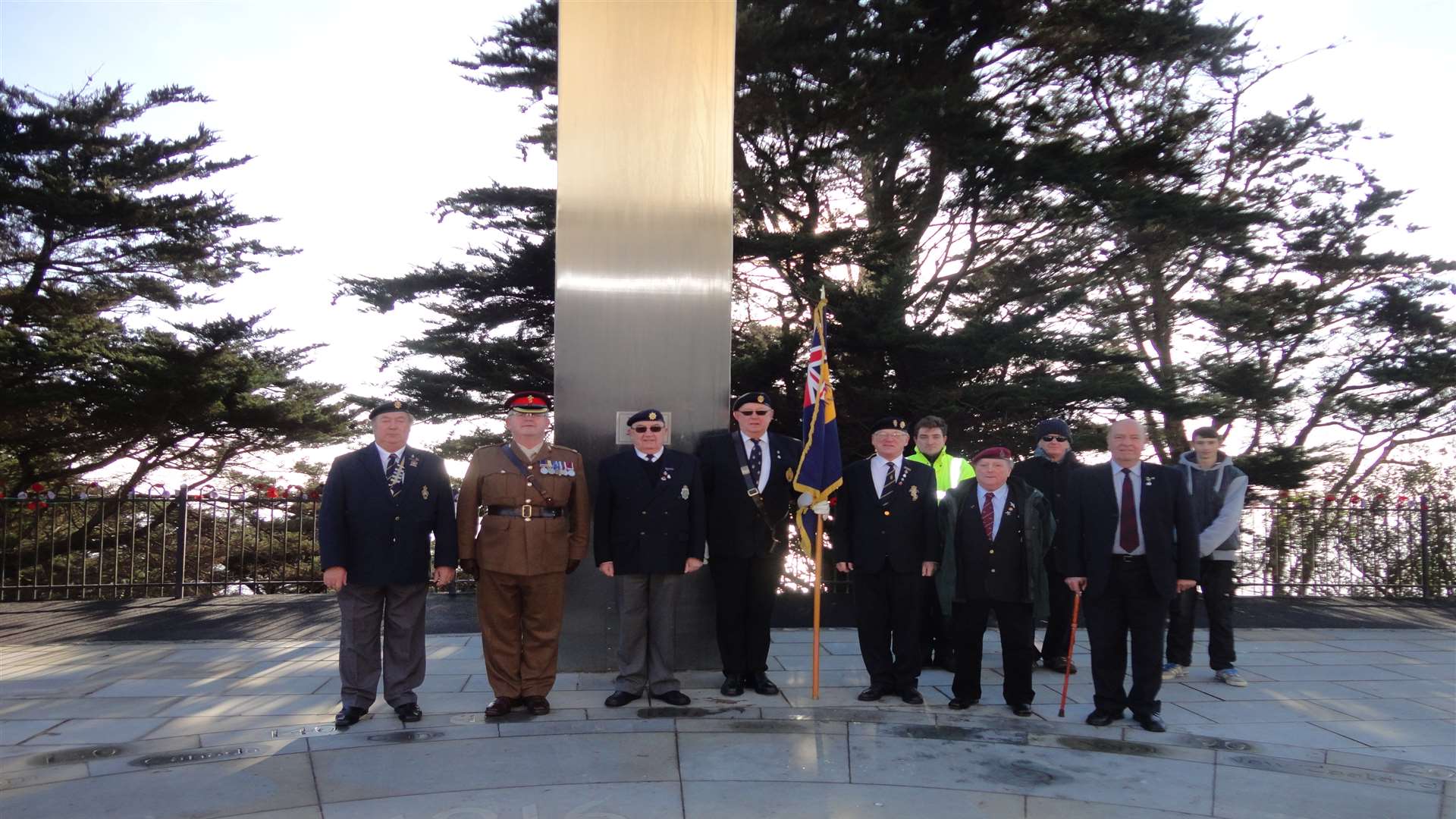 The first monthly Sunday morning ceremony for the fallen at the Folkestone Step Short arch.
