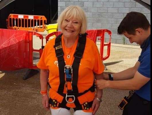 Rosalind before her abseil for the charity
