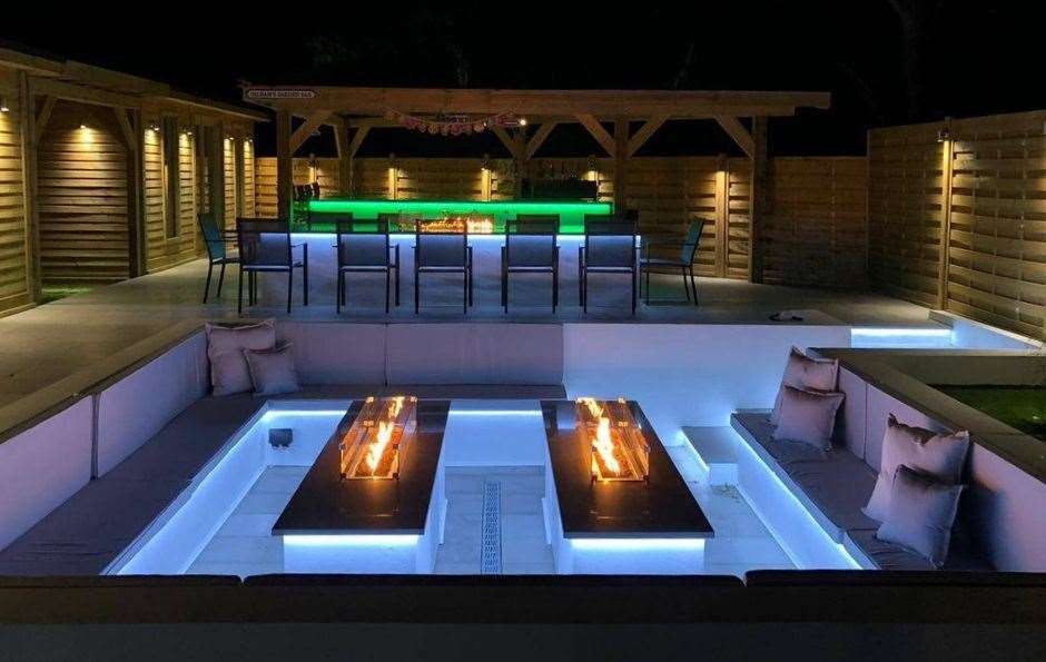The 30-seater firepit is a standout of this Farningham property. Picture: Exp World UK