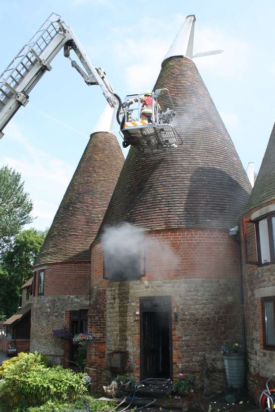Oast house fire in West Malling. Picture: Kent Fire and Rescue Service