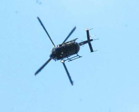 The police helicopter pictured over the scene