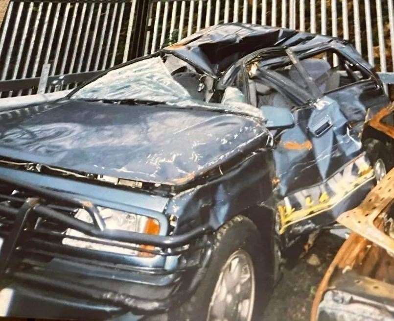The car Gemma Rolfe and her stepfather were travelling in at the time of the accident in 2003