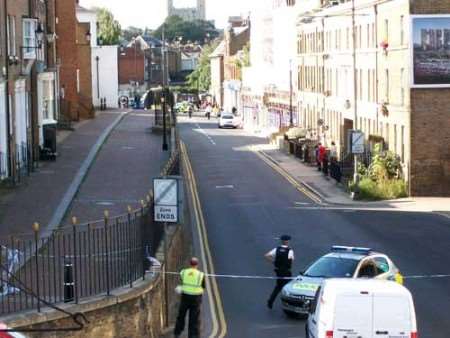 Rochester High Street was cordoned off while police investigated the incident. Picture sent in by Medway Messenger reader Sandi Digby