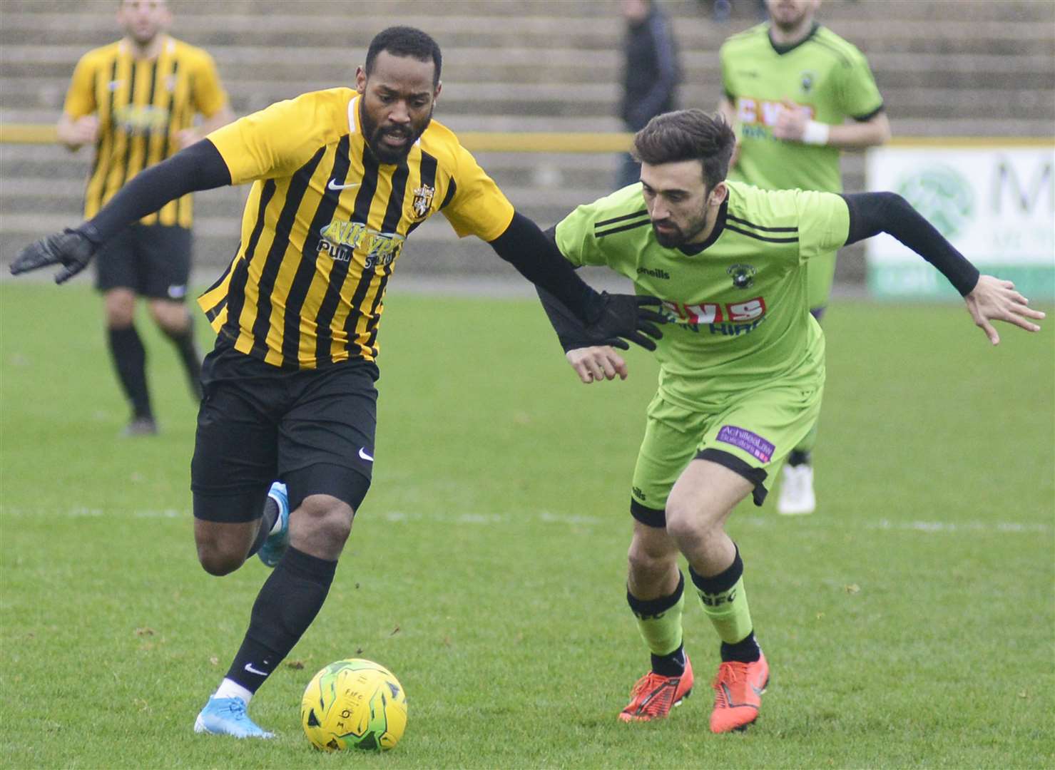 Folkestone Invicta's Jerson Dos Santos takes on the Haringey defence on Saturday Picture: Paul Amos.