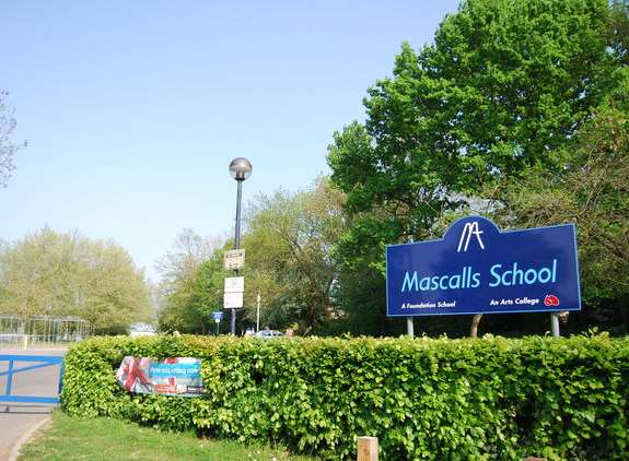 The oil spillage is outside Mascalls School in Paddock Wood