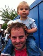 Martin Harper carried son William, 20 months, on his shoulders so he could get the best view