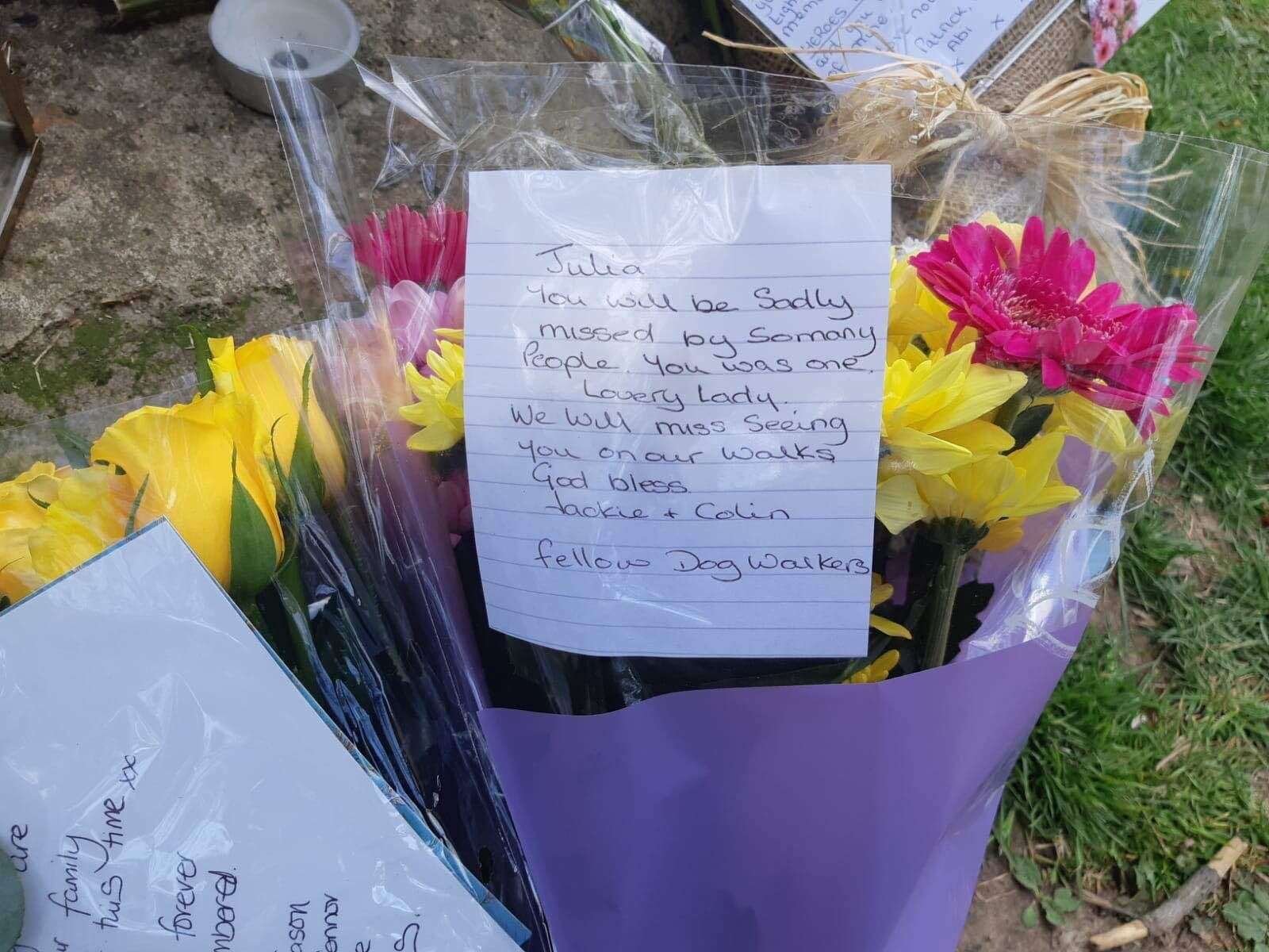 Floral tributes in Aylesham for Julia James