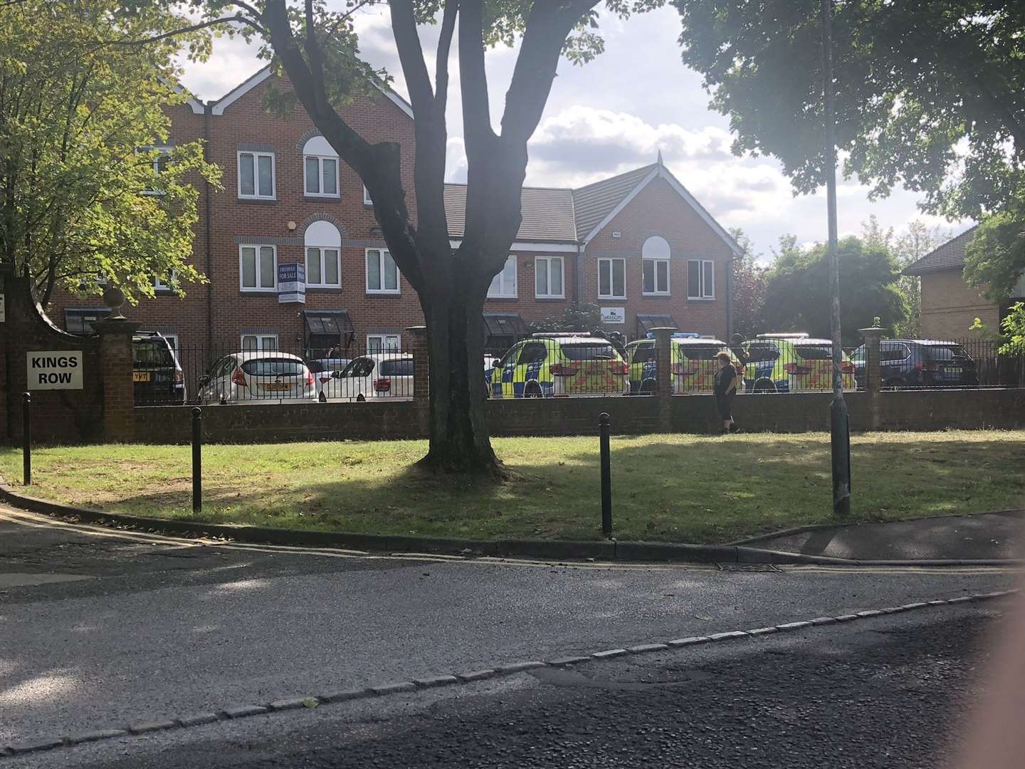 Armed police have been spotted in Kings Row, Armstrong Road. Credit to @rickyw2017 (15898656)
