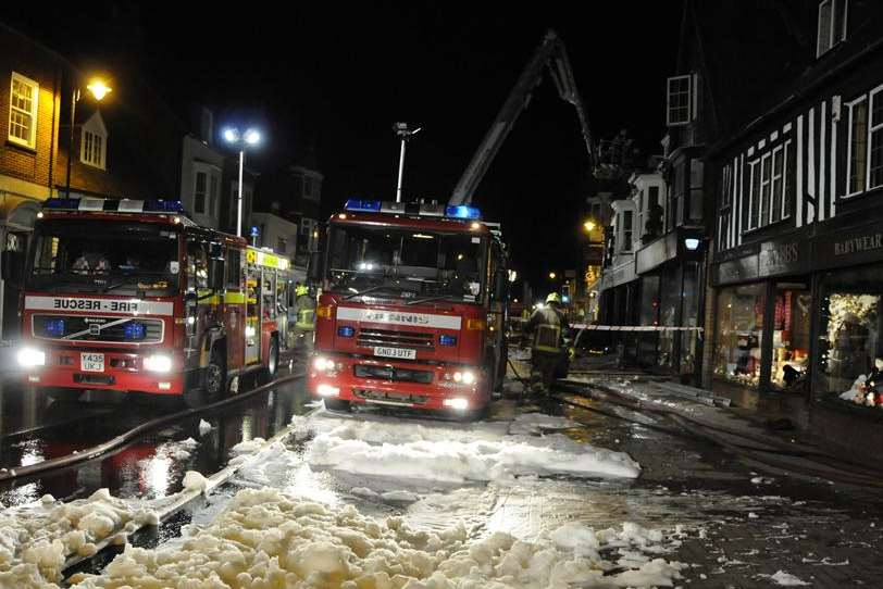 Foam across Tenterden High Street after the blaze. Picture: Paul Amos