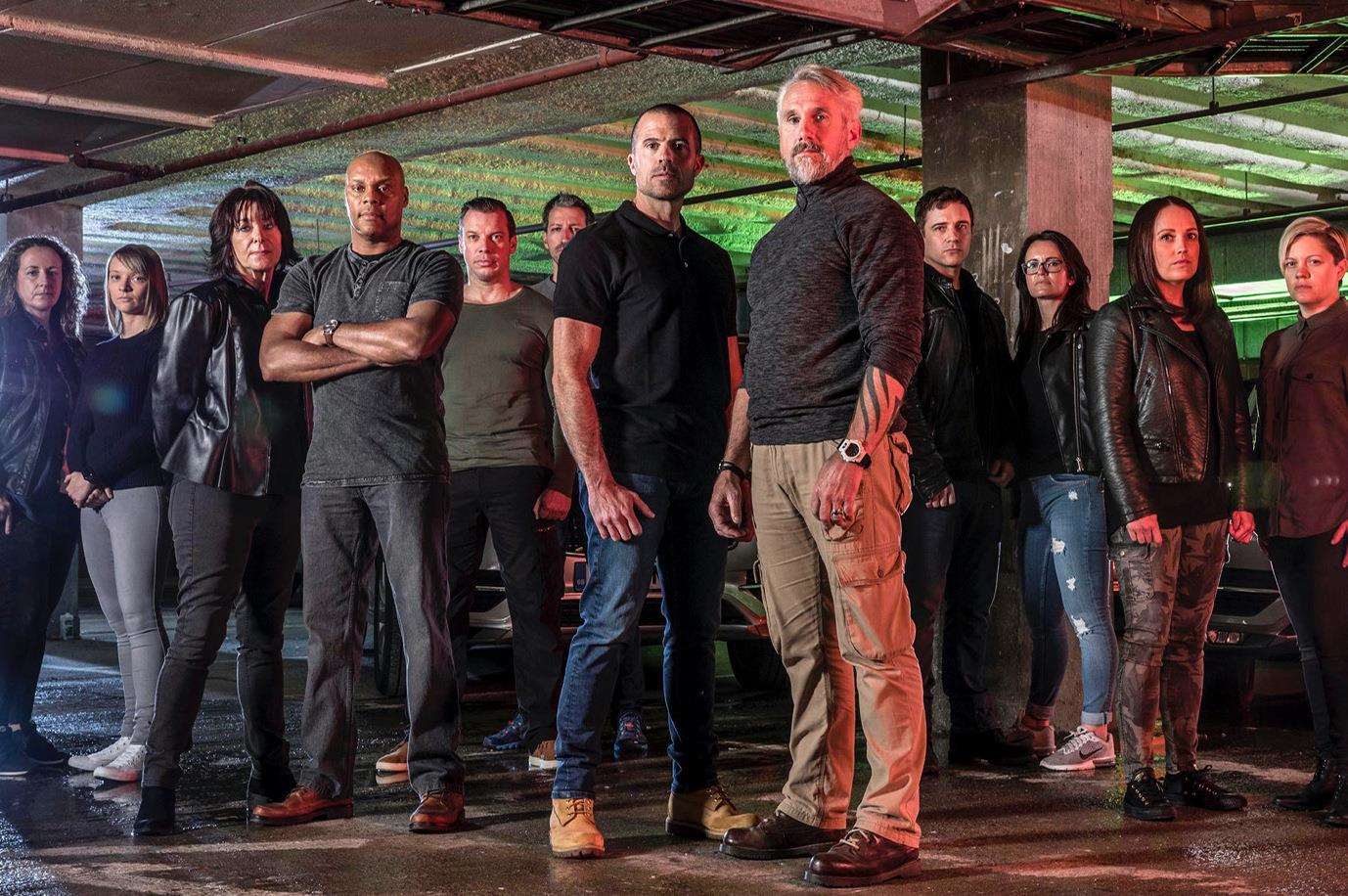 Mark Cananur, front left, with the ground hunters in series three of Hunted