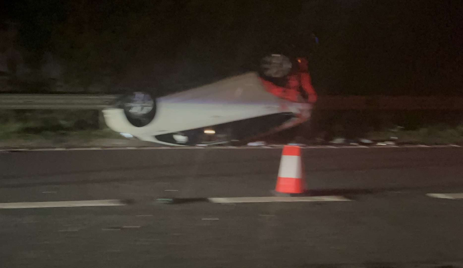 A car has overturned on the A20 at Sidcup