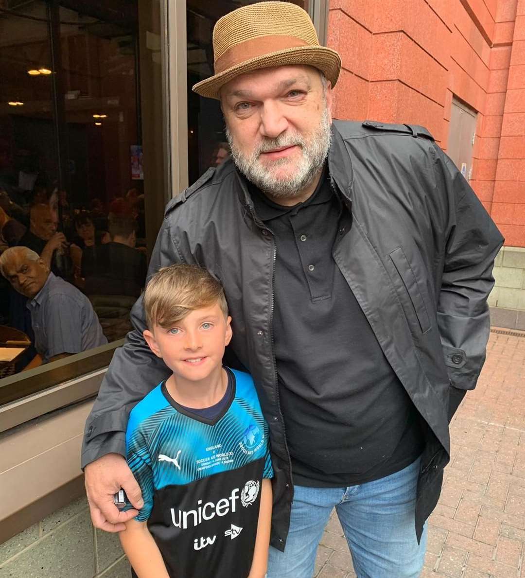 Humphrey with Neil ‘Razor’ Ruddock at the official Soccer Aid match