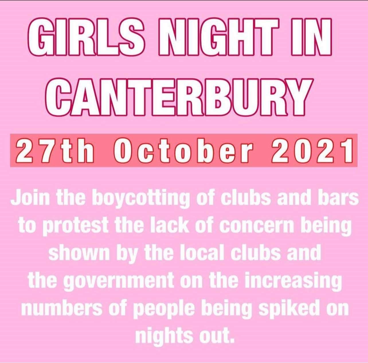The anti-spiking campaign Girls Night In have prompted a boycott in Canterbury