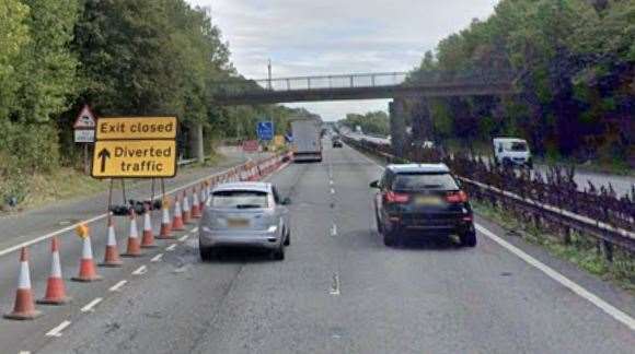 Traffic on M2 forms due to overturned van. Picture: Google Street View