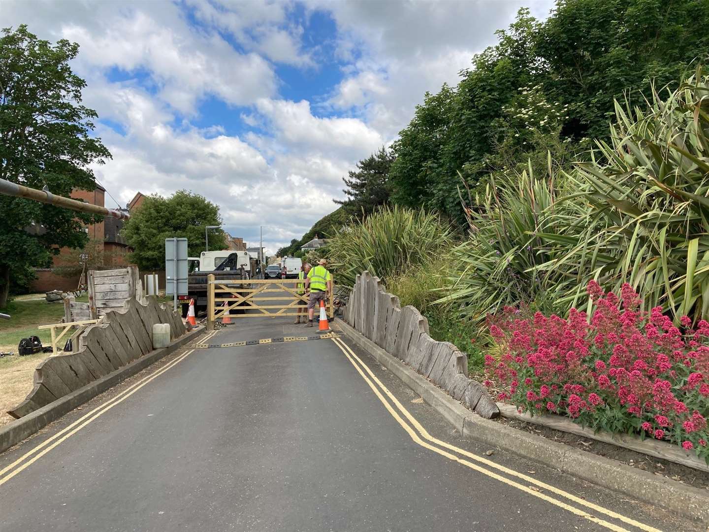 The new gate was installed at the Lower Leas Coastal Park to stop people staying overnight - but now drivers are getting trapped in the lot. Picture: FHDC