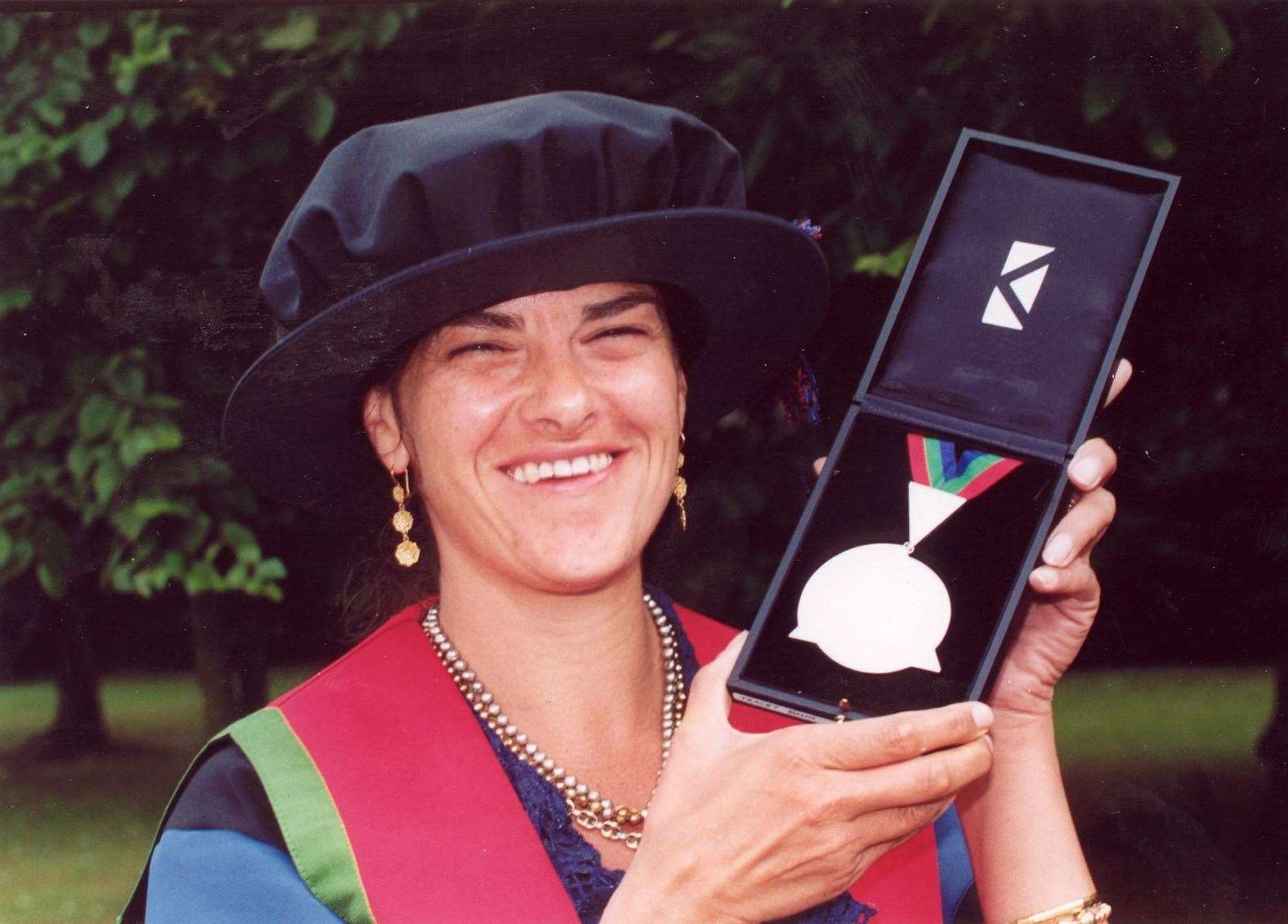 Artist Tracy Emin receives an honorary fellowship from the Kent Institute of Art and Design, Oakwood Park, Maidstone, in 2002. Image: Barry Duffield
