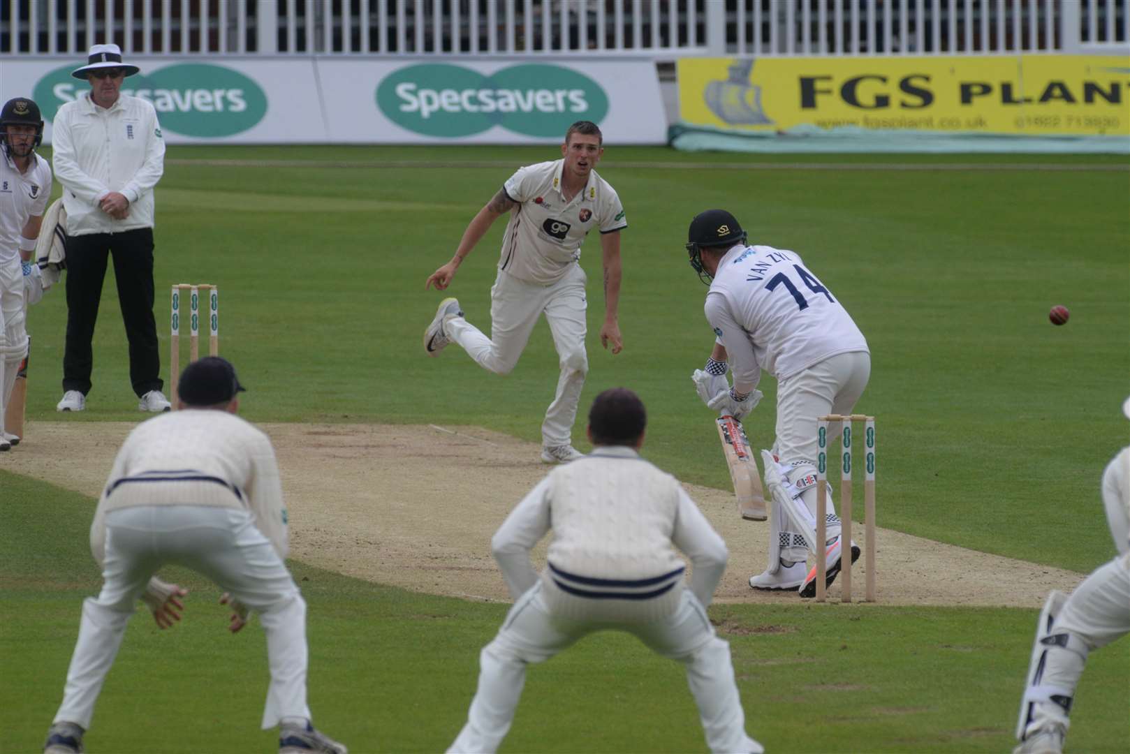 Harry Podmore bowling during Kent's win against Sussex. Picture: Chris Davey