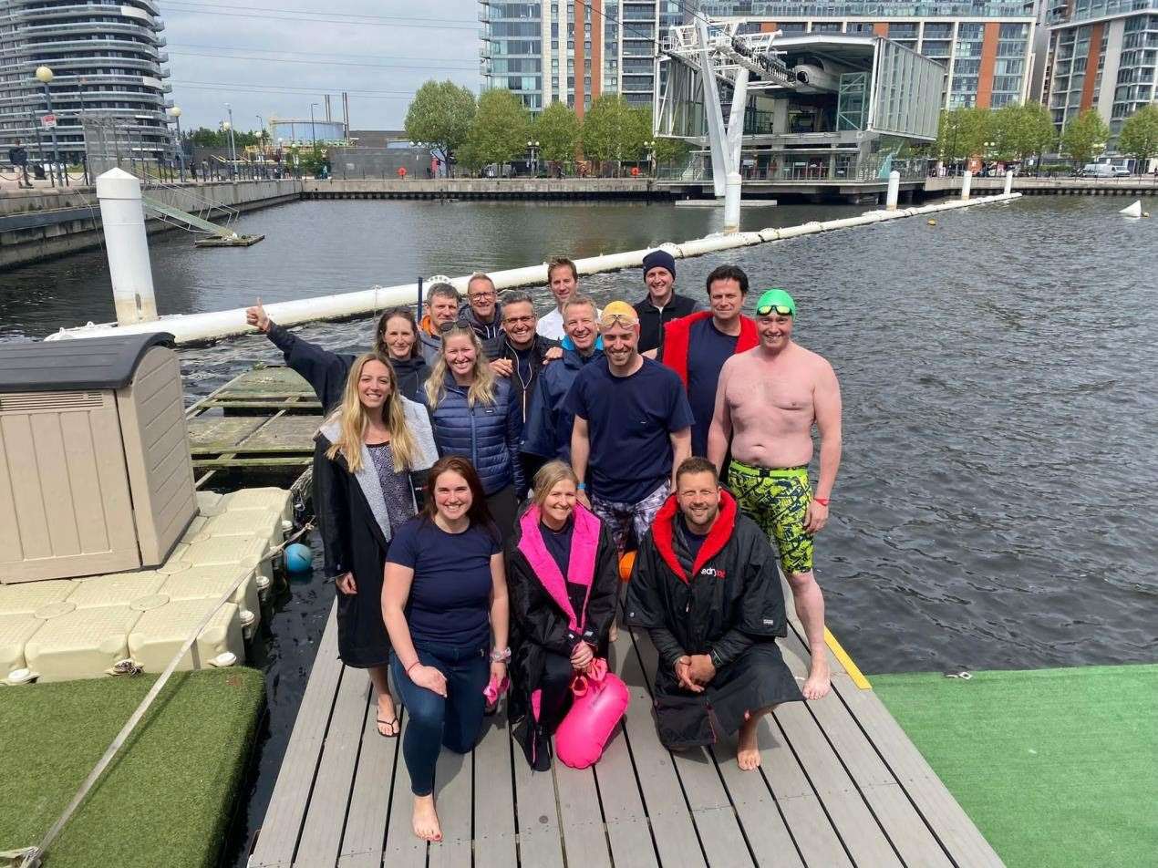 Practice group swim at the London Docks. Picture: Muscular Dystrophy UK