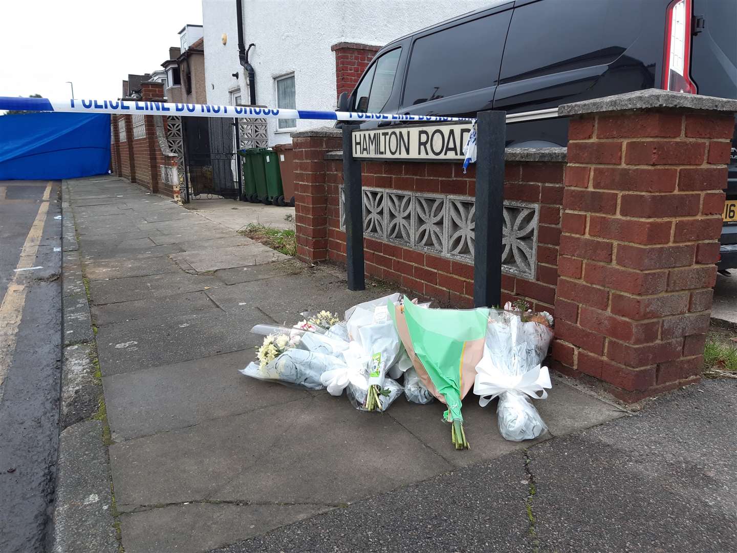 A growing number of flowers have been left in Hamilton Road, Bexleyheath